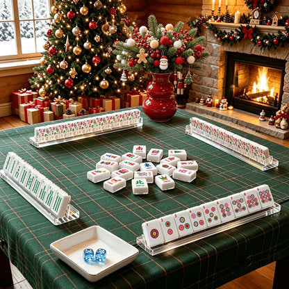 Starry Brite Traditional Holiday Playful Workshop Christmas Mahjong Tiles And Carry Case