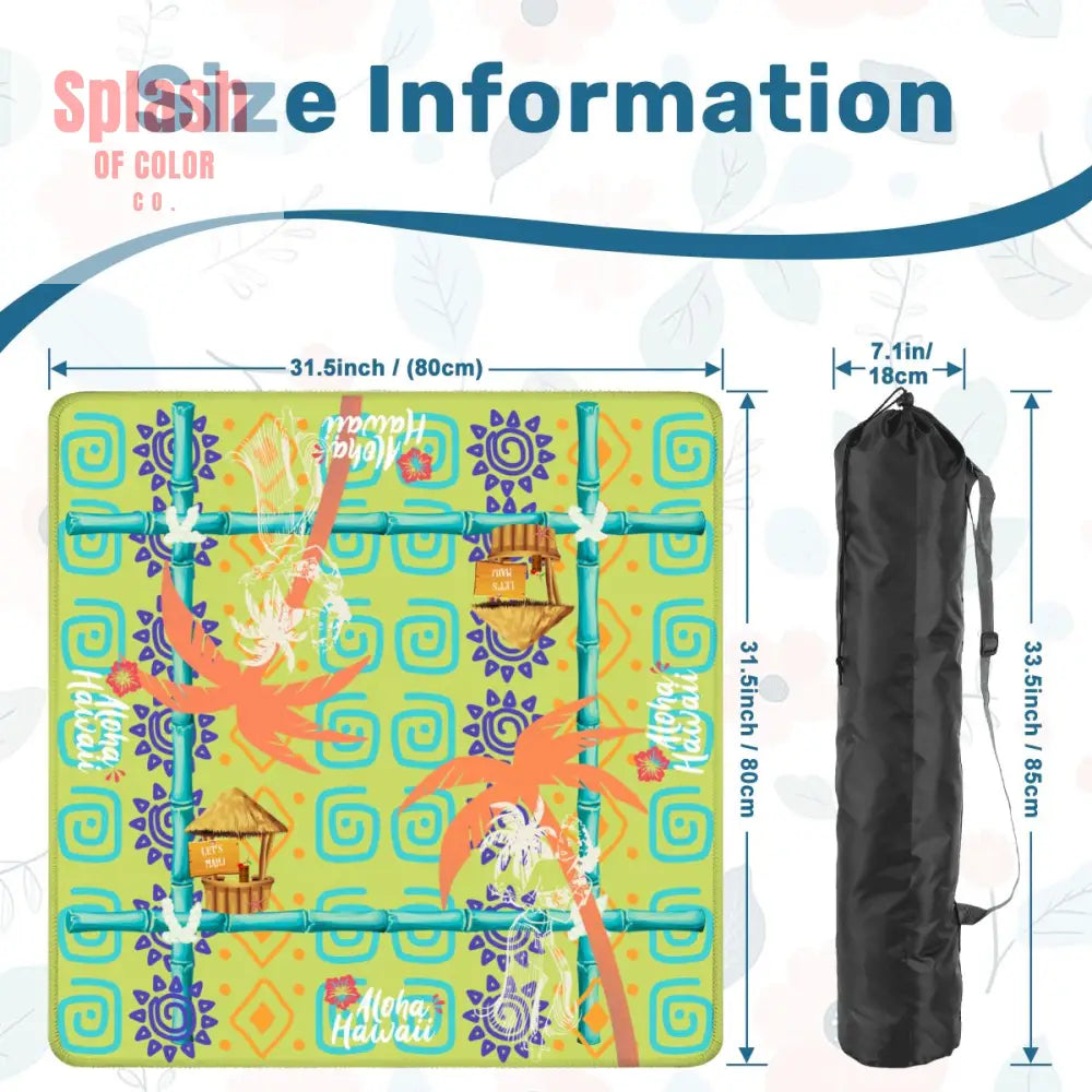 Aloha Hawaii Mahjong Mat Fun Whimsical Lime Green Orange Polynesian Mahj Mat - Daily Accessories