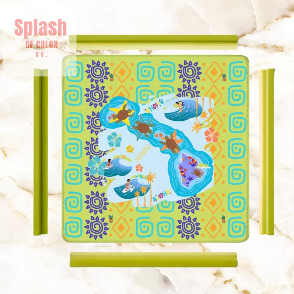 Aloha Hawaii Whimsical Splash Of Color Island State Mahjong Mat - Daily Accessories