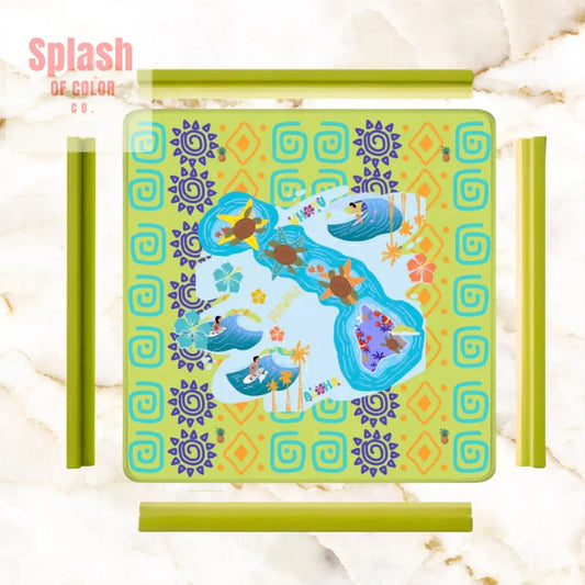 Aloha Hawaii Whimsical Splash Of Color Island State Mahjong Mat - Daily Accessories
