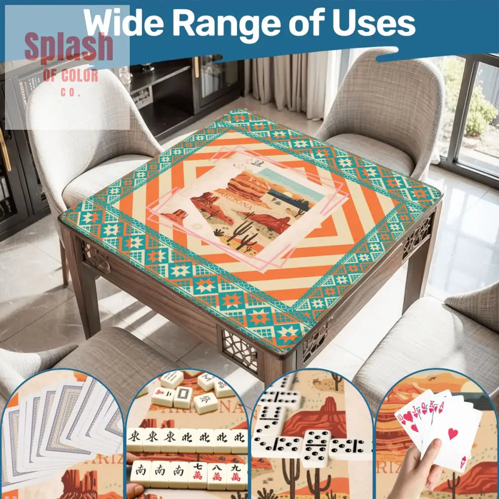 Arizona Southwest Whimsical Orange Teal Splash Of Pink State Mahjong Mat - Daily Accessories