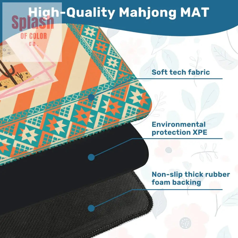 Arizona Southwest Whimsical Orange Teal Splash Of Pink State Mahjong Mat - Daily Accessories