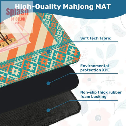 Arizona Southwest Whimsical Orange Teal Splash Of Pink State Mahjong Mat - Daily Accessories