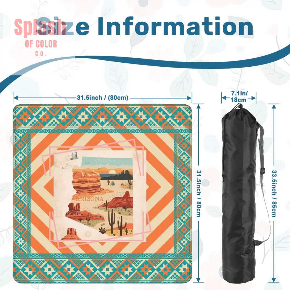 Arizona Southwest Whimsical Orange Teal Splash Of Pink State Mahjong Mat - Daily Accessories
