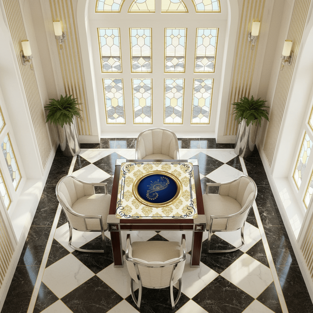 Art Deco Golden Gilded Brocade Mahjong Mat - Splash of Color Co.