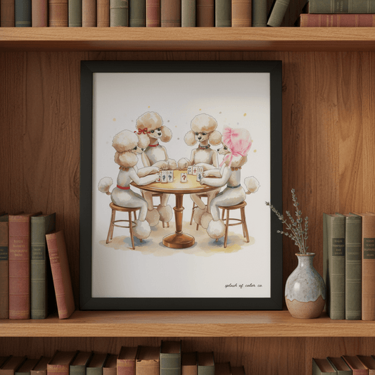 Watercolor Mahjong Poodle Art, Digital Download - Splash of Color Co.