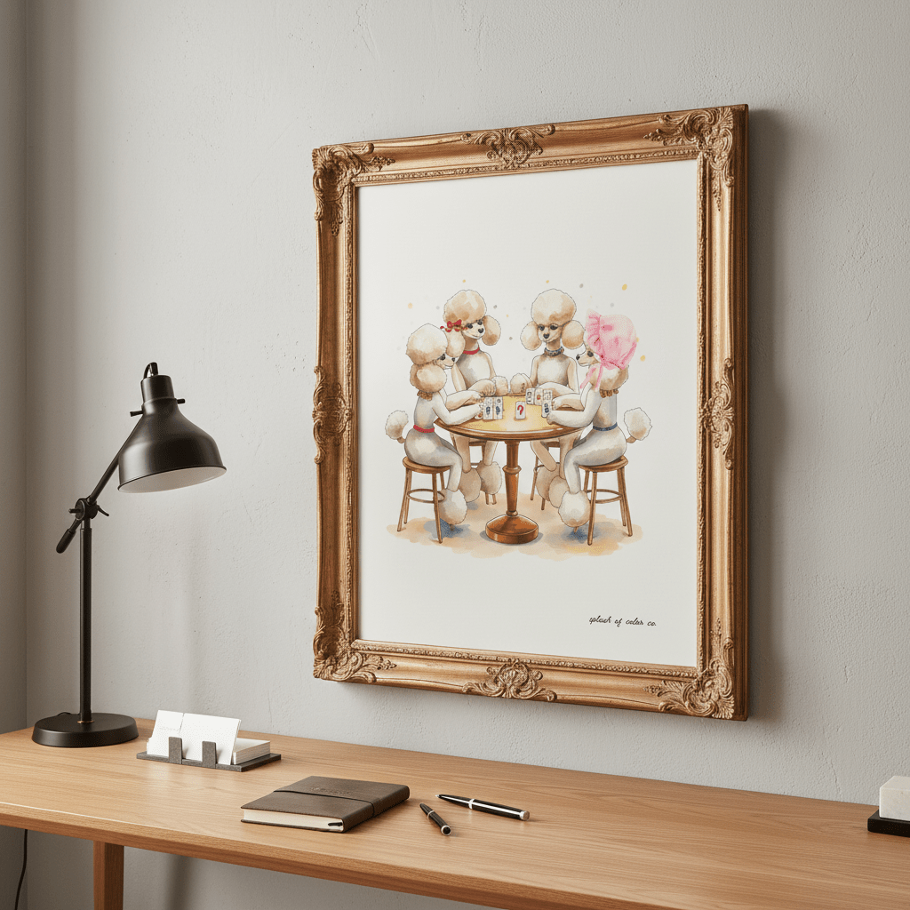 Watercolor Mahjong Poodle Art, Digital Download - Splash of Color Co.