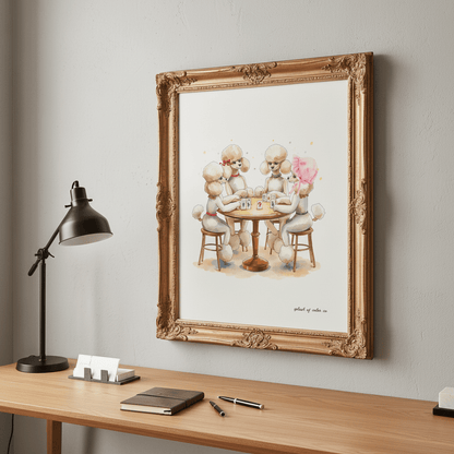 Watercolor Mahjong Poodle Art, Digital Download - Splash of Color Co.