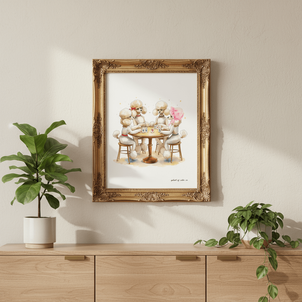 Watercolor Mahjong Poodle Art, Digital Download - Splash of Color Co.