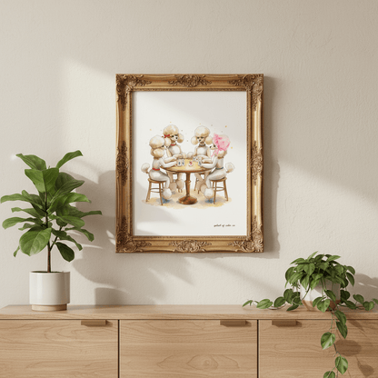 Watercolor Mahjong Poodle Art, Digital Download - Splash of Color Co.