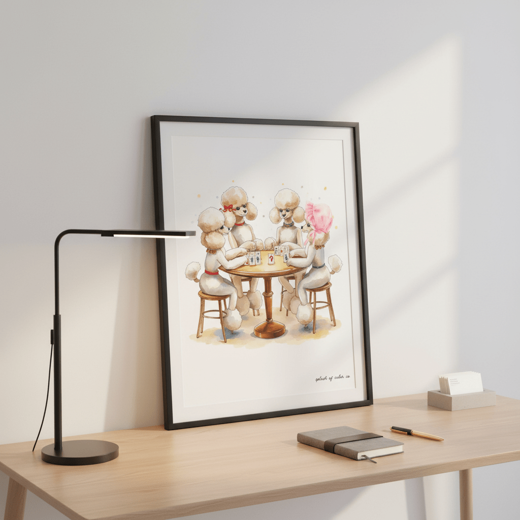 Watercolor Mahjong Poodle Art, Digital Download - Splash of Color Co.