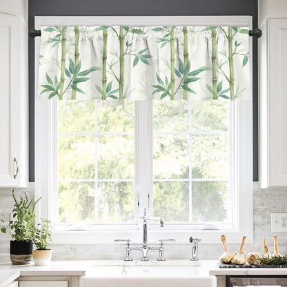 Asian Bamboo Floral Trees Zen Garden Cafe Kitchen Valance - One Size - Curtains