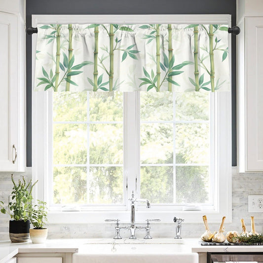 Asian Bamboo Floral Trees Zen Garden Cafe Kitchen Valance - One Size - Curtains