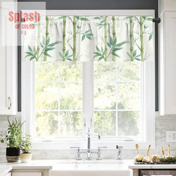 Asian Bamboo Floral Trees Zen Garden Cafe Kitchen Valance - One Size - Curtains