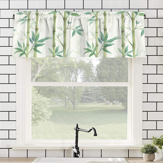 Asian Bamboo Floral Trees Zen Garden Cafe Kitchen Valance - One Size - Curtains