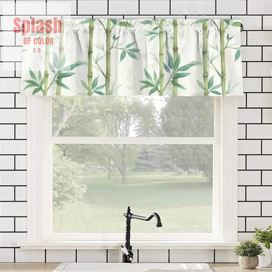 Asian Bamboo Floral Trees Zen Garden Cafe Kitchen Valance - One Size - Curtains