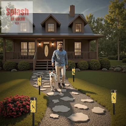 Asian Blue Robin Floral Bird Zen Garden Outdoor Solar Lights - 4pcs - Garden Decor