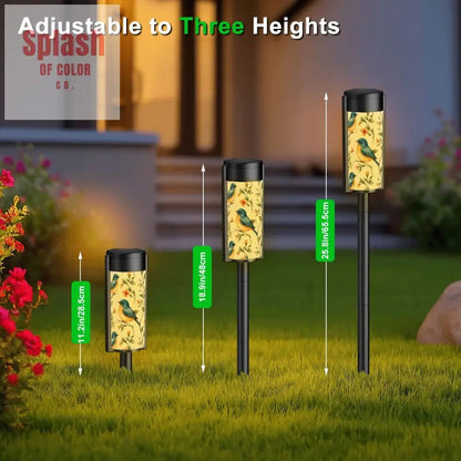 Asian Blue Robin Floral Bird Zen Garden Outdoor Solar Lights - 4pcs - Garden Decor