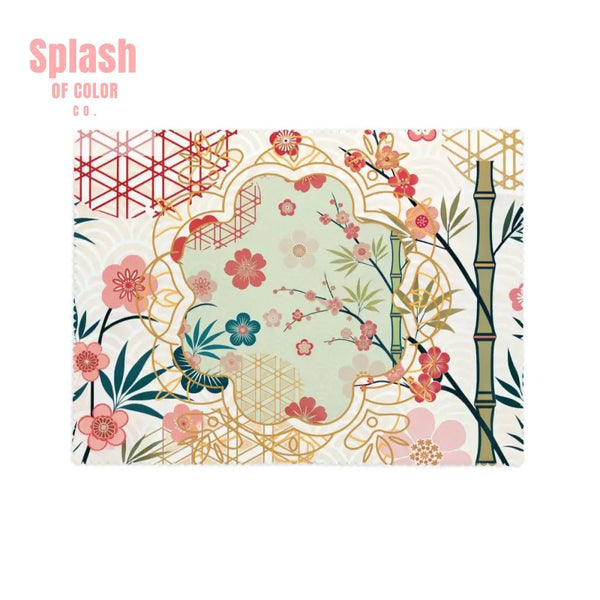 Asian Cherry Blossom Mahjong Party Hosting All Occassion Rectangular Table Cloth with Wavy Edge 72’’x54’’ Home