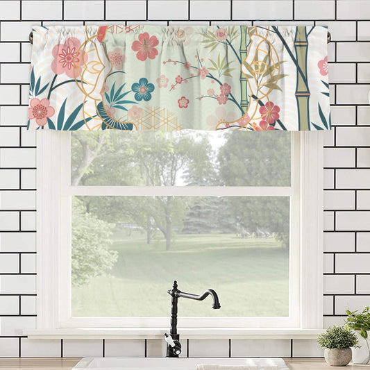 Asian Cherry Blossom Zen Garden Kitchen Valance - One Size - Curtains