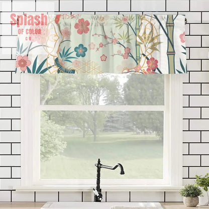 Asian Cherry Blossom Zen Garden Kitchen Valance - One Size - Curtains