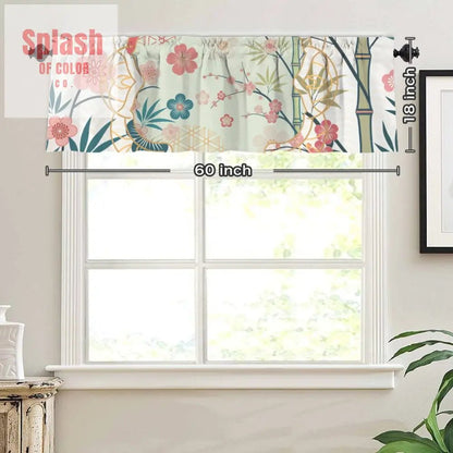 Asian Cherry Blossom Zen Garden Kitchen Valance - One Size - Curtains