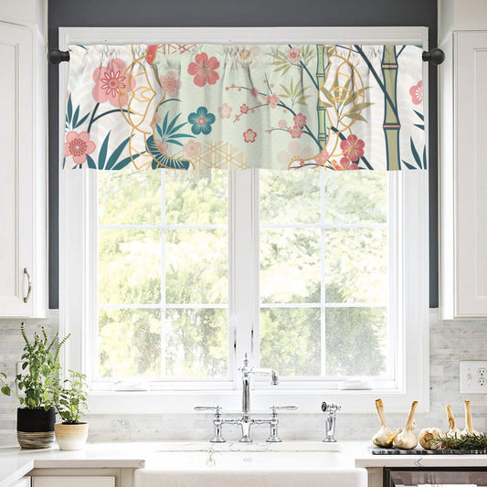 Asian Cherry Blossom Zen Garden Kitchen Valance - One Size - Curtains