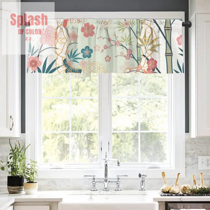 Asian Cherry Blossom Zen Garden Kitchen Valance - One Size - Curtains