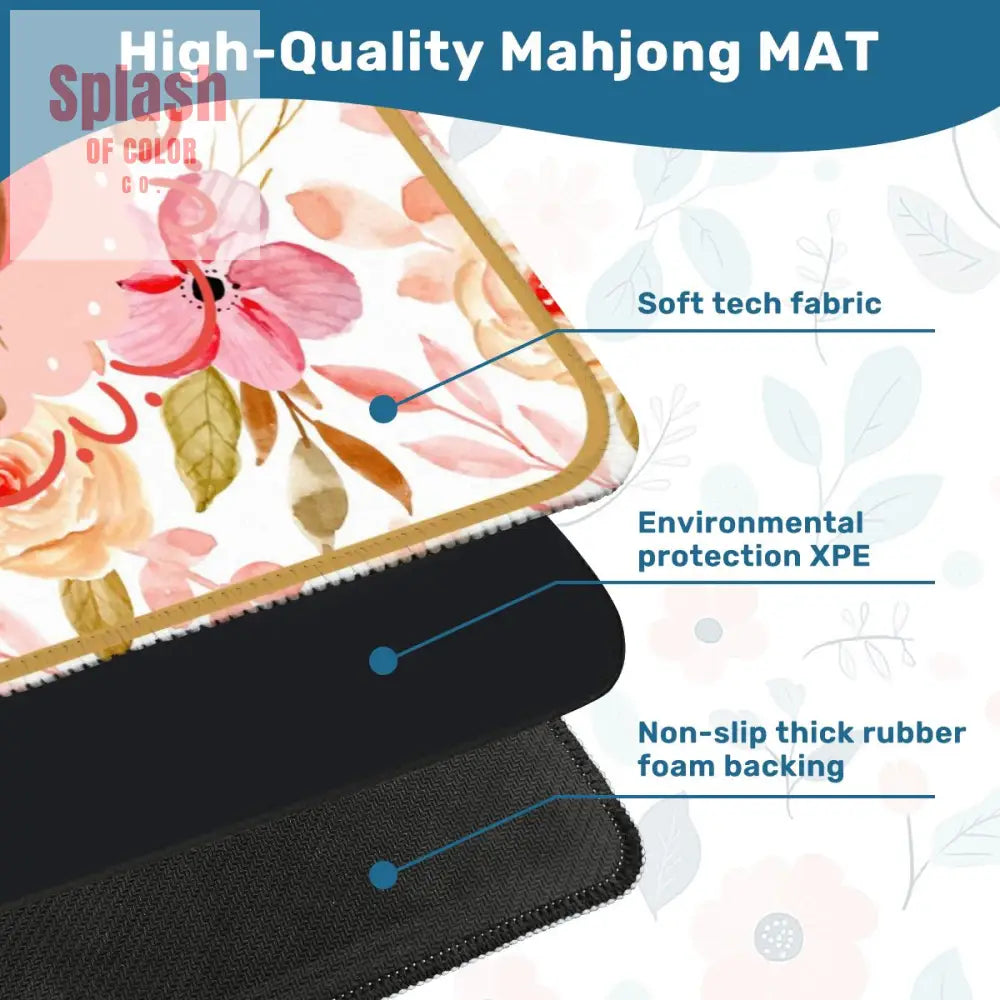 Asian Chinese Lantern Watercolor Floral PrettyMahjong Mat - 31.5’’x31.5’’ - Daily Accessories