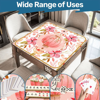 Asian Chinese Lantern Watercolor Floral PrettyMahjong Mat - 31.5’’x31.5’’ - Daily Accessories