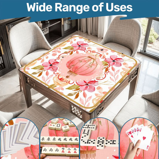 Asian Chinese Lantern Watercolor Floral PrettyMahjong Mat - 31.5’’x31.5’’ - Daily Accessories