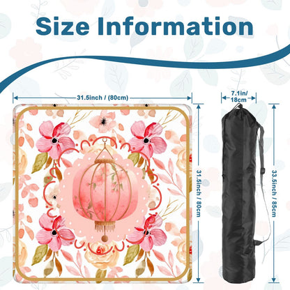 Asian Chinese Lantern Watercolor Floral PrettyMahjong Mat - 31.5’’x31.5’’ - Daily Accessories