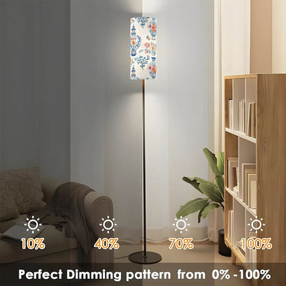 Asian Floral Chinoiserie Blue Orange Pink Vase Elegant Reading Nook Floor Lamp - One Size - Floor Lamps