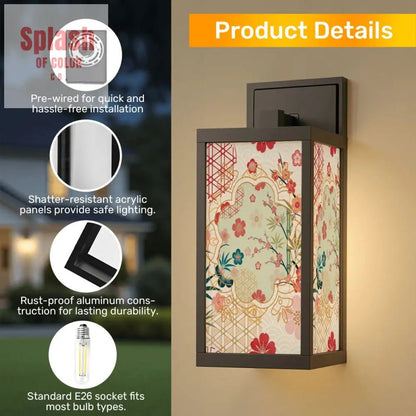 Asian Garden Zen Floral Flower Patio Wall Light Sconce - One Size - Wall Lighting