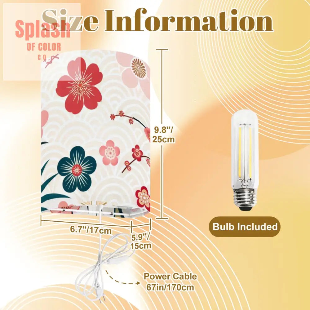 Asian Garden Zen Pretty Floral Plug in Wall Light Fixture Shades Set of Two 2pcs Wall Lighting