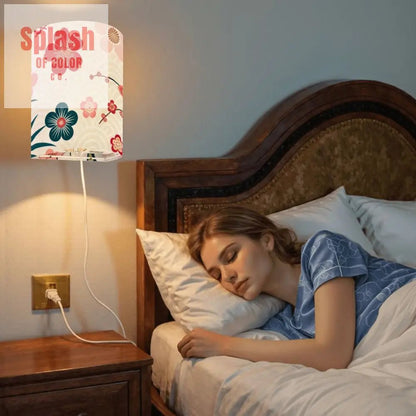 Asian Garden Zen, Pretty Floral Plug - in Wall Light Fixture Shades Set of Two - Splash of Color co.