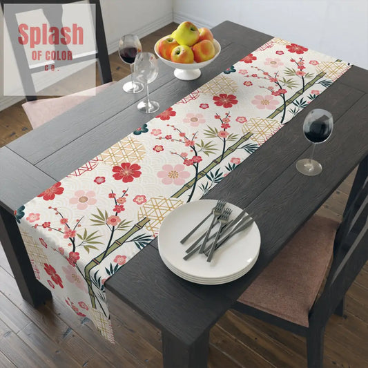 Asian Inspired Mahjong Elegant Floral Table Runner for Dining Perfect Gatherings Mahj Parties Weddings Table Decor 16’’