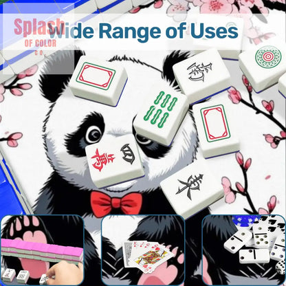 Asian Panda Bear Black Pink Cherry Blossom Mahjong Mat - 31.5’’x31.5’’ - Daily Accessories