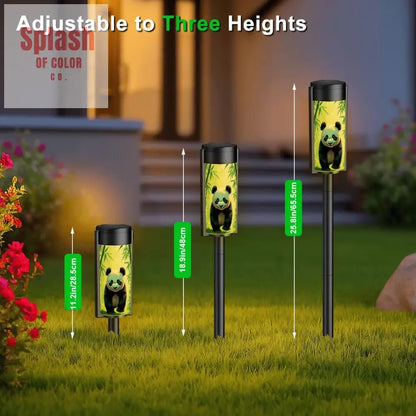 Asian Panda Bear In Bamboo Forest Outdoor Zen Garden Solar Lights - 4pcs - Garden Decor