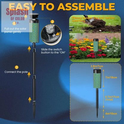 Asian Zen Garden Bamboo Designed Green Blue Outdoor Garden Solar Lights - 4pcs - Garden Decor