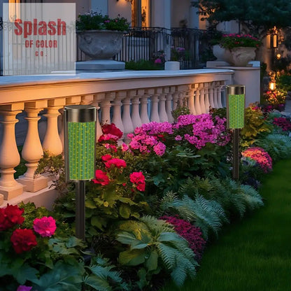 Asian Zen Garden Bamboo Designed Green Blue Outdoor Garden Solar Lights - 4pcs - Garden Decor