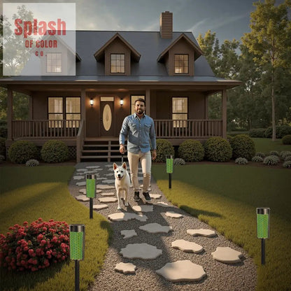 Asian Zen Garden Bamboo Designed Green Blue Outdoor Garden Solar Lights - 4pcs - Garden Decor