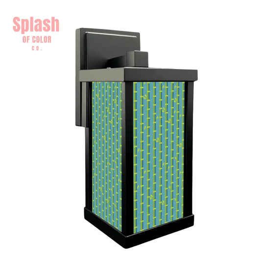 Asian Zen Green Blue Bamboo Designed Garden Patio Wall Light Sconce - One Size - Wall Lighting
