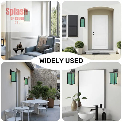 Asian Zen Green Blue Bamboo Designed Garden Patio Wall Light Sconce - One Size - Wall Lighting