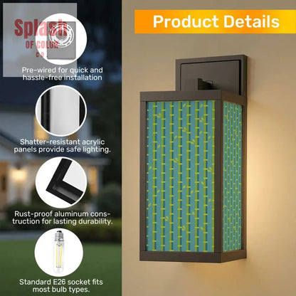 Asian Zen Green Blue Bamboo Designed Garden Patio Wall Light Sconce - One Size - Wall Lighting