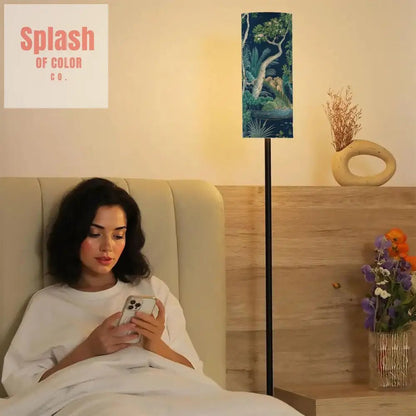 Asian Zen Lighting Blue Green Chinoiserie Modern Floor Lamp - Splash of Color co.