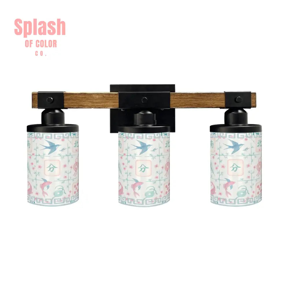 Asian Zen Mahjong Tiles Pretty Preppy Pastels Floral Vanity Light Fixture One Size Wall Lighting