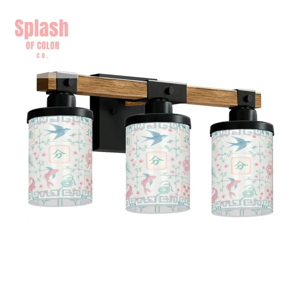 Asian Zen Mahjong Tiles Pretty Preppy Pastels Floral Vanity Light Fixture One Size Wall Lighting