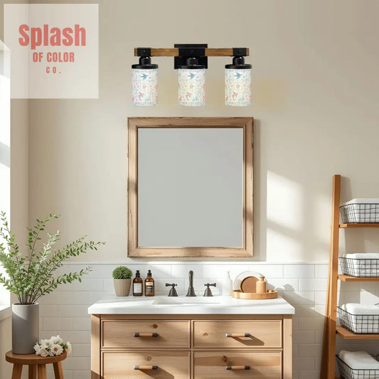 Asian Zen Mahjong Tiles Pretty Preppy Pastels Floral Vanity Light Fixture One Size Wall Lighting