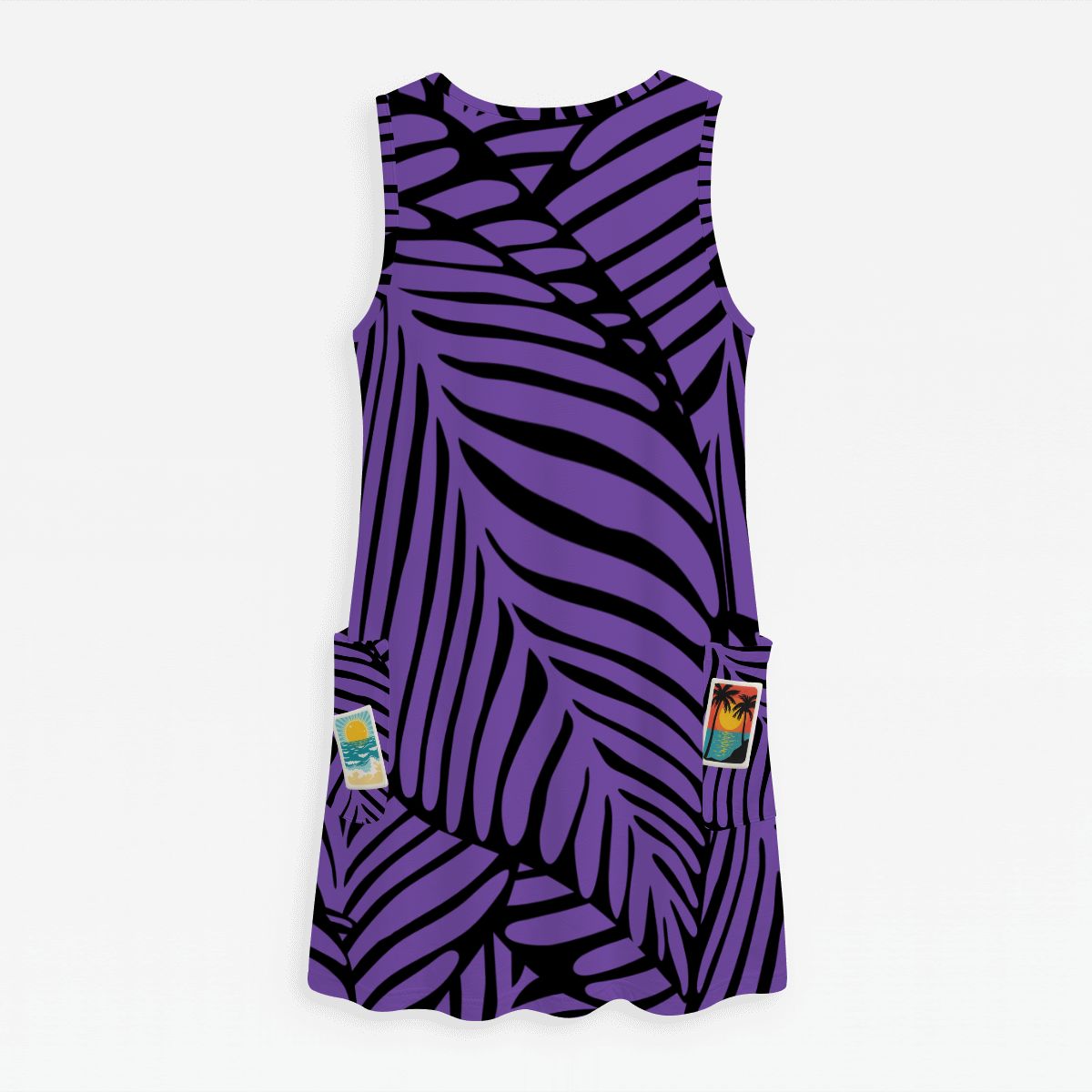 Purple Wild Thing Tropical Mahjong Women's Sleeveless Dress with Pockets - Splash of Color Co.